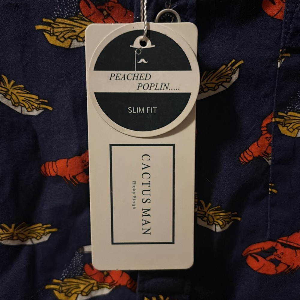 NWT Cactus Man Ricky Singh slim fit poplin short-sleeved button down size medium - Picture 6 of 8